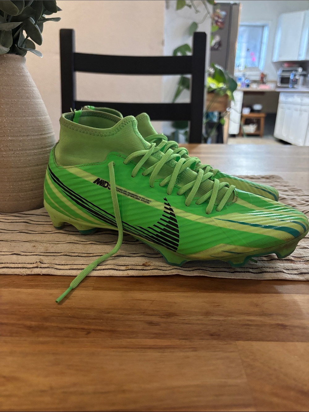 Nike Green and Black High-Top Soccer Cleats